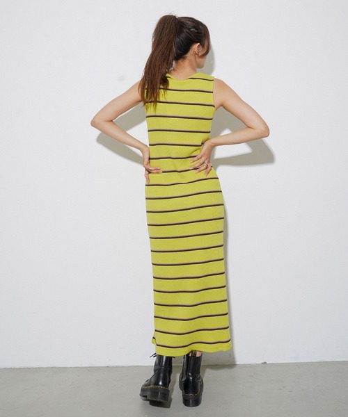 X-girl（エックスガール）の「MULTI STRIPE DRESS（ワンピース・レディース・ブラック/ホワイト/ライトグリーン・S/M）」の7枚目の写真