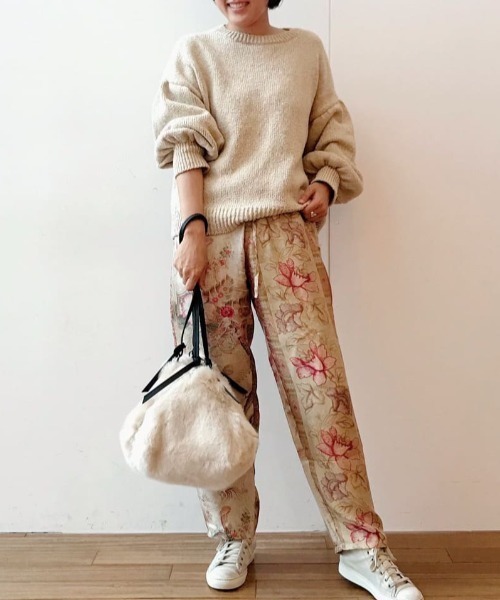 BEARDSLEY バックプリントニット　コットン　ネイビー　長袖　チュニック BEARDSLEY バックプリントニット コットン ネイビー 長袖