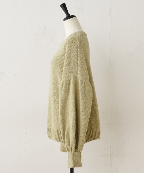 BEARDSLEY(ビアズリー)の「コットン素材 袖ギャザーコットンニット(ニット/セーター・レディース・ベージュ/グリーン・FREE)」の22枚目の写真