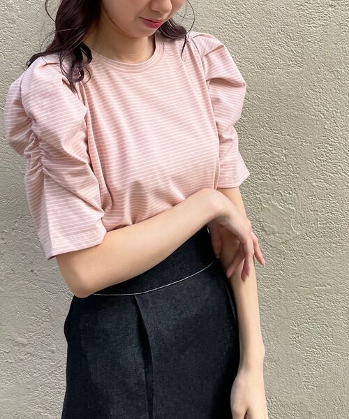 MAJESTIC LEGON（マジェスティックレゴン）の「コンシャススリーブカットトップス（Tシャツ/カットソー・レディース・ブラウン/オフホワイト/ブルー系その他2/ブルー系その他4/ピンク系その他2・SMALL/MEDIUM）」の8枚目の写真