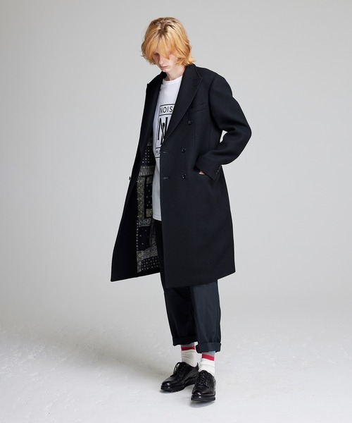 NOISE MAKER（ノイズメーカー）の「バンダナ柄裏地ダブルブレストチェスターコート【ブラック】（チェスターコート・メンズ・ブラック・MEDIUM/LARGE/X-LARGE）」の4枚目の写真