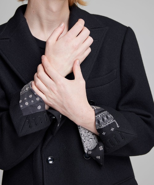 NOISE MAKER（ノイズメーカー）の「バンダナ柄裏地ダブルブレストチェスターコート【ブラック】（チェスターコート・メンズ・ブラック・MEDIUM/LARGE/X-LARGE）」の19枚目の写真