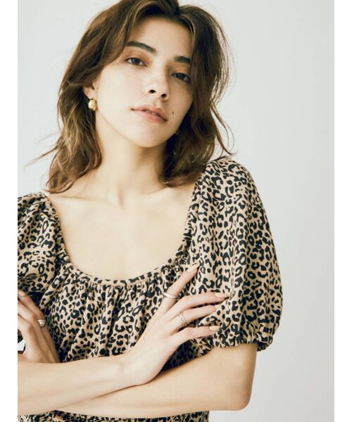 EVRIS（エヴリス）の「パフスリーブミニワンピース（ワンピース・レディース・その他1/ブラウン/ブラック・FREE）」の7枚目の写真