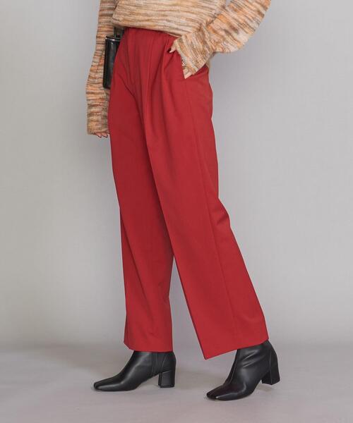 BEAUTY&YOUTH UNITED ARROWS（ビューティーアンドユースユナイテッドアローズ）の「BY タックイージー ワイドストレートパンツ -ウォッシャブル-（その他パンツ・レディース・レッド/オフホワイト/オリーブ・S/M）」の3枚目の写真