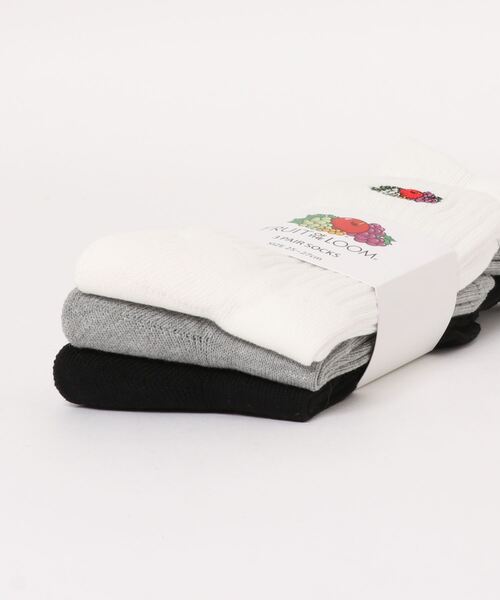 FRUIT OF THE LOOM(フルーツオブザルーム)の「【Fruit of the loom/フルーツオブザルーム】底パイル刺繍3Pソックス(ソックス/靴下・メンズ・ホワイト・FREE)」の2枚目の写真