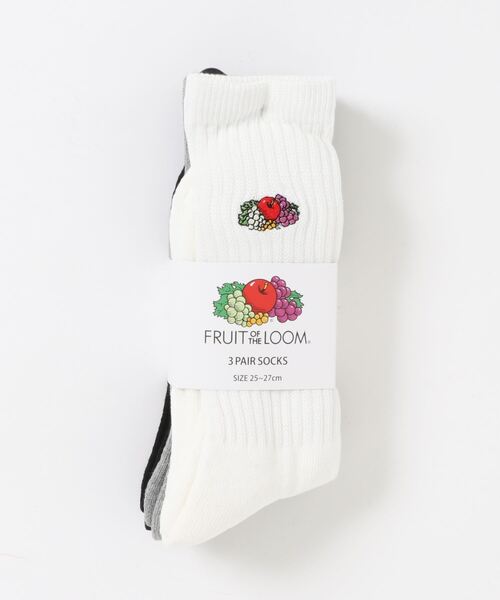 FRUIT OF THE LOOM(フルーツオブザルーム)の「【Fruit of the loom/フルーツオブザルーム】底パイル刺繍3Pソックス(ソックス/靴下・メンズ・ホワイト・FREE)」の7枚目の写真