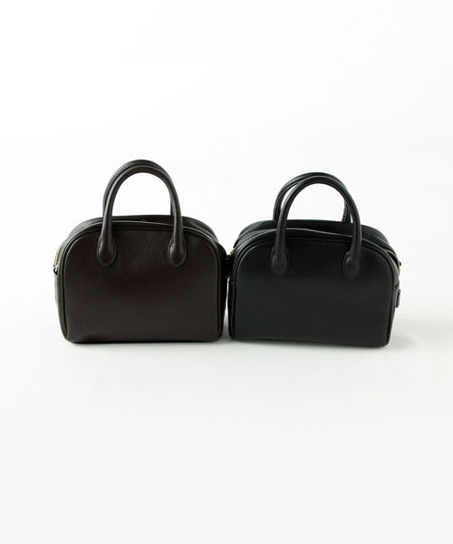 fredy repit（フレディレピ）の「[新色追加]ラインテープショルダー レザーボストンバッグ（ショルダーバッグ・レディース・ブラック/ダークブラウン/ベージュ・FREE）」の11枚目の写真