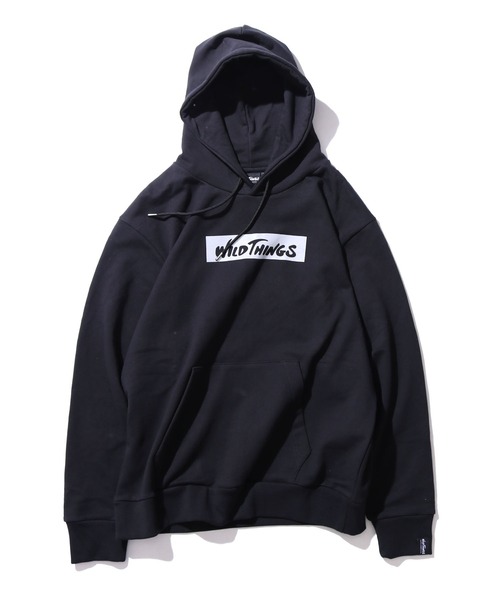 WILD THINGS(ワイルドシングス)の「WILDTHINGS / ワイルドシングス LOGO SWEAT PARKA フーディー フロントロゴ ボックスロゴ ビッグシルエット(パーカー・メンズ・グレー/ブラック/ネイビー・S/XL/L/M)」の15枚目の写真