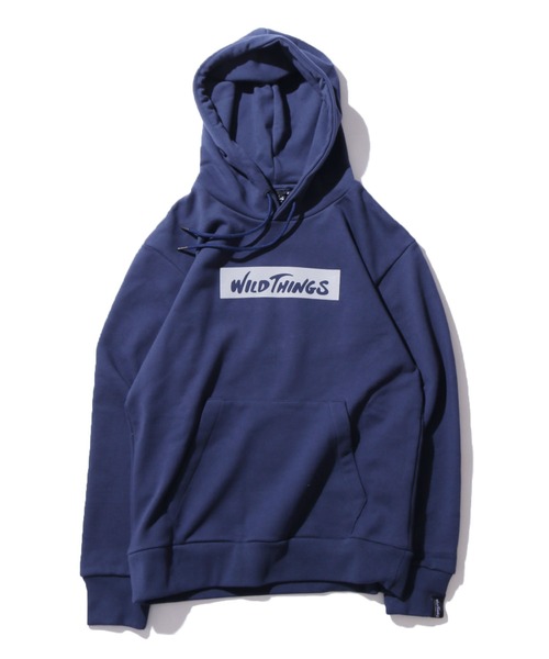 WILD THINGS(ワイルドシングス)の「WILDTHINGS / ワイルドシングス LOGO SWEAT PARKA フーディー フロントロゴ ボックスロゴ ビッグシルエット(パーカー・メンズ・グレー/ブラック/ネイビー・S/XL/L/M)」の16枚目の写真