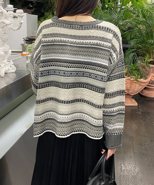 AS KNOW AS PINKY(アズノゥアズピンキー)の「組ませてジャカードプルオーバー(ニット/セーター・レディース・ブラック/ベージュ/ネイビー・FREE)」の6枚目の写真