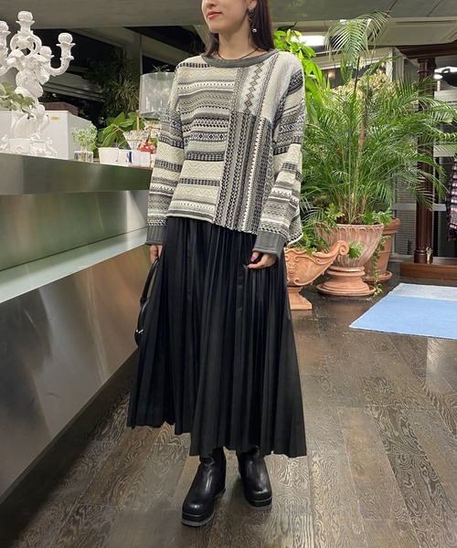 AS KNOW AS PINKY(アズノゥアズピンキー)の「組ませてジャカードプルオーバー(ニット/セーター・レディース・ブラック/ベージュ/ネイビー・FREE)」の15枚目の写真