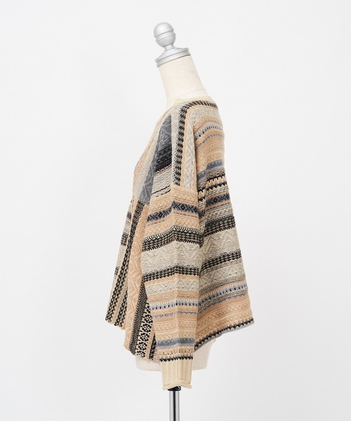 AS KNOW AS PINKY(アズノゥアズピンキー)の「組ませてジャカードプルオーバー(ニット/セーター・レディース・ブラック/ベージュ/ネイビー・FREE)」の4枚目の写真