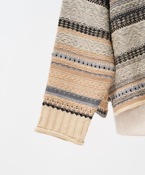 AS KNOW AS PINKY(アズノゥアズピンキー)の「組ませてジャカードプルオーバー(ニット/セーター・レディース・ブラック/ベージュ/ネイビー・FREE)」の7枚目の写真