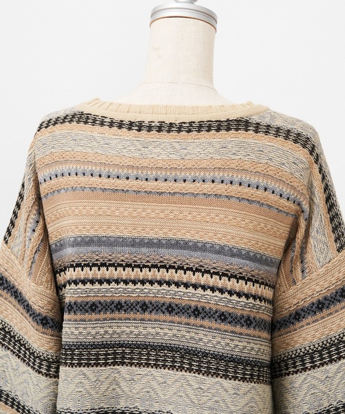 AS KNOW AS PINKY(アズノゥアズピンキー)の「組ませてジャカードプルオーバー(ニット/セーター・レディース・ブラック/ベージュ/ネイビー・FREE)」の10枚目の写真