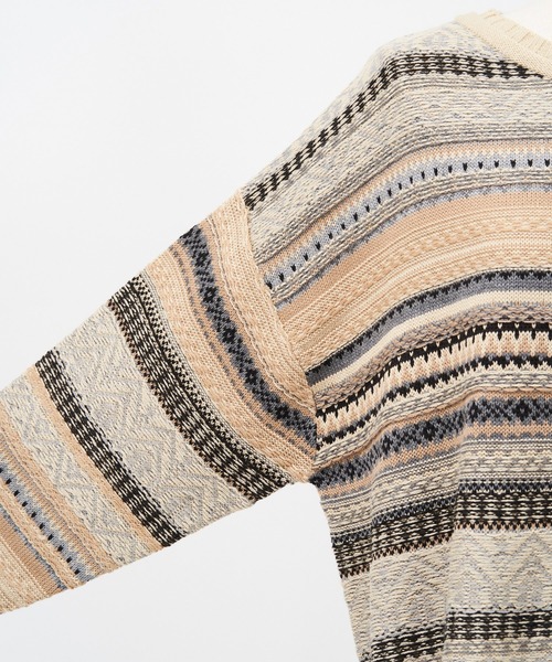 AS KNOW AS PINKY(アズノゥアズピンキー)の「組ませてジャカードプルオーバー(ニット/セーター・レディース・ブラック/ベージュ/ネイビー・FREE)」の14枚目の写真