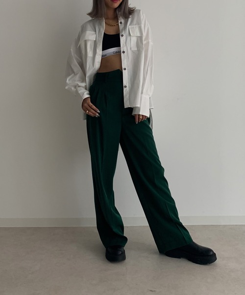 Avvenente（アベネンテ）の「【Avvenente】バックオープンオーバーシャツ（シャツ/ブラウス・レディース・ブラック/オフホワイト/ピンク/ストライプ・FREE）」の18枚目の写真