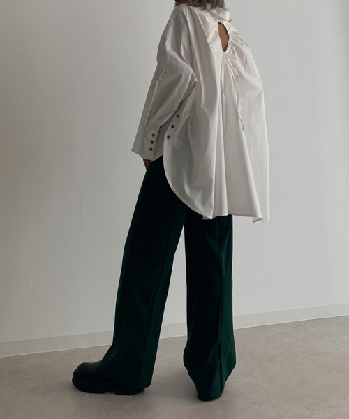 Avvenente（アベネンテ）の「【Avvenente】バックオープンオーバーシャツ（シャツ/ブラウス・レディース・ブラック/オフホワイト/ピンク/ストライプ・FREE）」の22枚目の写真