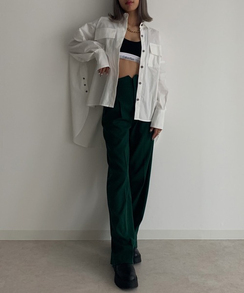 Avvenente（アベネンテ）の「【Avvenente】バックオープンオーバーシャツ（シャツ/ブラウス・レディース・ブラック/オフホワイト/ピンク/ストライプ・FREE）」の5枚目の写真