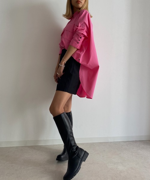 Avvenente（アベネンテ）の「【Avvenente】バックオープンオーバーシャツ（シャツ/ブラウス・レディース・ブラック/オフホワイト/ピンク/ストライプ・FREE）」の16枚目の写真