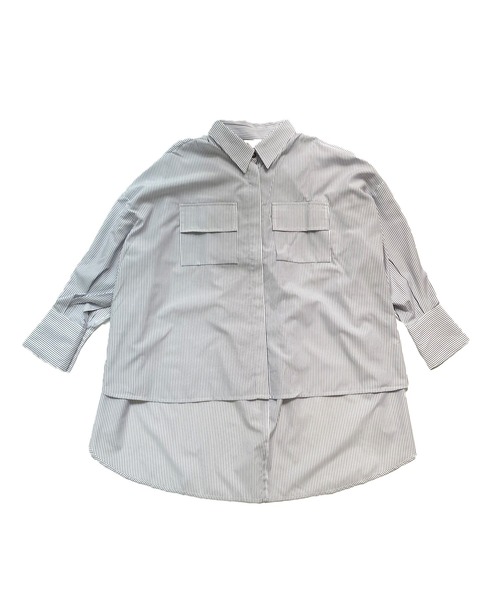 Avvenente（アベネンテ）の「【Avvenente】バックオープンオーバーシャツ（シャツ/ブラウス・レディース・ブラック/オフホワイト/ピンク/ストライプ・FREE）」の7枚目の写真