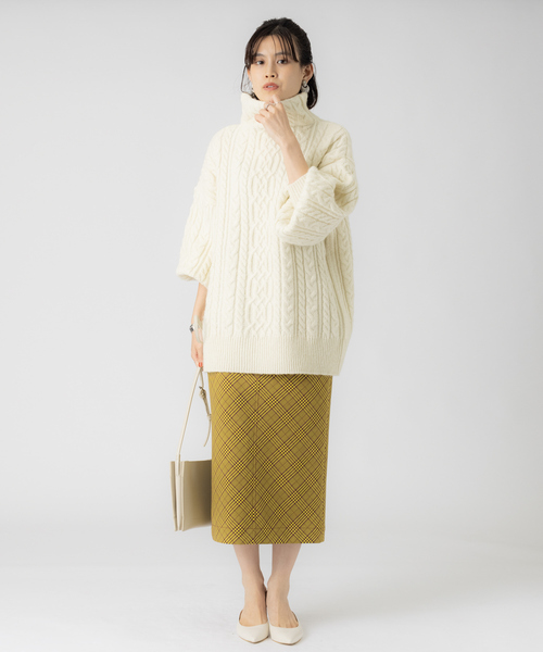 Rouge vif（ルージュヴィフ）の「【WEB先行販売】モヘヤ/ストレッチケーブルニット（ニット/セーター・レディース・アイボリー/ベージュ/ブラック・フリー）」の19枚目の写真