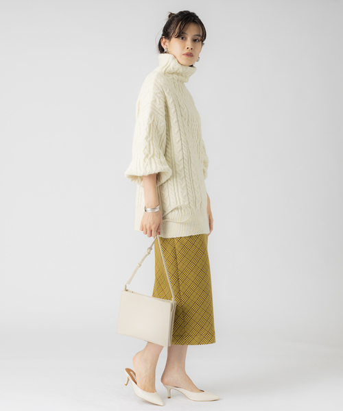 Rouge vif（ルージュヴィフ）の「【WEB先行販売】モヘヤ/ストレッチケーブルニット（ニット/セーター・レディース・アイボリー/ベージュ/ブラック・フリー）」の8枚目の写真