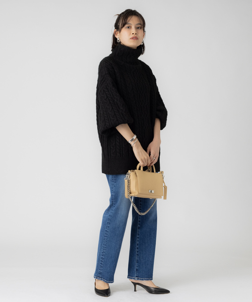 Rouge vif（ルージュヴィフ）の「【WEB先行販売】モヘヤ/ストレッチケーブルニット（ニット/セーター・レディース・アイボリー/ベージュ/ブラック・フリー）」の17枚目の写真