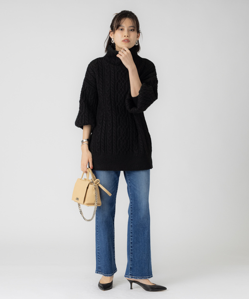 Rouge vif（ルージュヴィフ）の「【WEB先行販売】モヘヤ/ストレッチケーブルニット（ニット/セーター・レディース・アイボリー/ベージュ/ブラック・フリー）」の12枚目の写真