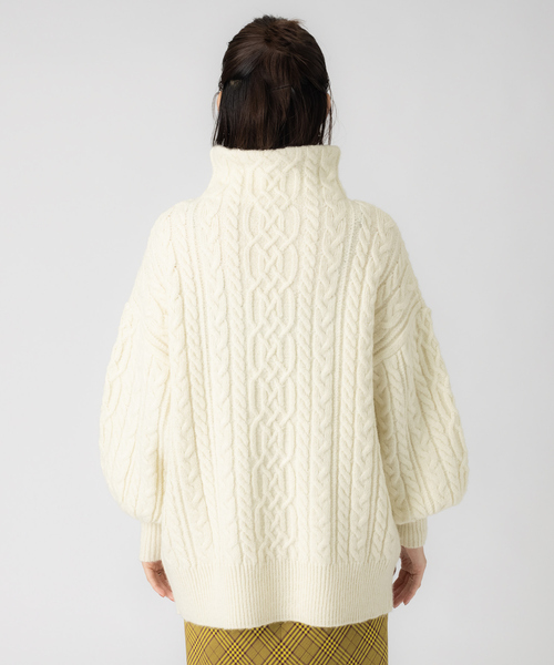 Rouge vif（ルージュヴィフ）の「【WEB先行販売】モヘヤ/ストレッチケーブルニット（ニット/セーター・レディース・アイボリー/ベージュ/ブラック・フリー）」の6枚目の写真