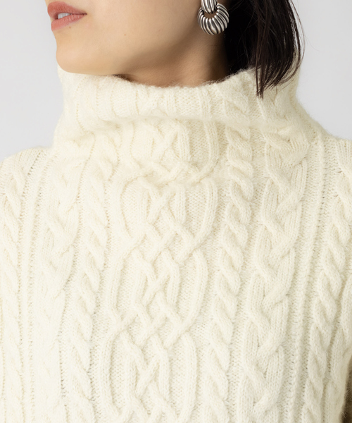 Rouge vif（ルージュヴィフ）の「【WEB先行販売】モヘヤ/ストレッチケーブルニット（ニット/セーター・レディース・アイボリー/ベージュ/ブラック・フリー）」の15枚目の写真