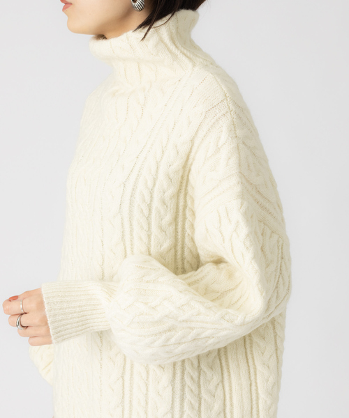 Rouge vif（ルージュヴィフ）の「【WEB先行販売】モヘヤ/ストレッチケーブルニット（ニット/セーター・レディース・アイボリー/ベージュ/ブラック・フリー）」の18枚目の写真