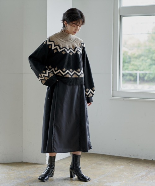 miette（ミエット）の「ﾉﾙﾃﾞｨｯｸﾀﾞﾒｰｼﾞﾊｲﾈｯｸｼｮｰﾄﾆｯﾄ（ニット/セーター・レディース・ブラック/グレイッシュベージュ・FREE）」の7枚目の写真