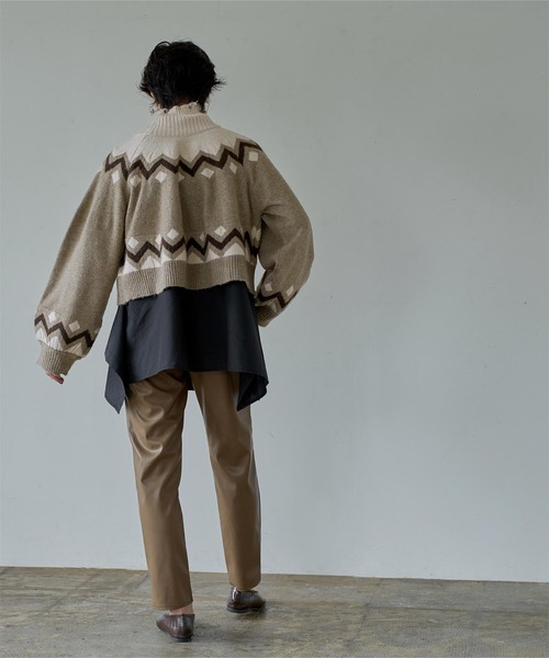 miette（ミエット）の「ﾉﾙﾃﾞｨｯｸﾀﾞﾒｰｼﾞﾊｲﾈｯｸｼｮｰﾄﾆｯﾄ（ニット/セーター・レディース・ブラック/グレイッシュベージュ・FREE）」の8枚目の写真