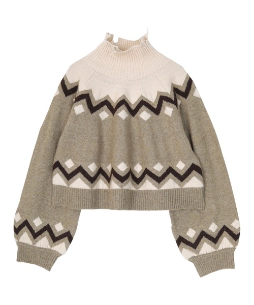 miette（ミエット）の「ﾉﾙﾃﾞｨｯｸﾀﾞﾒｰｼﾞﾊｲﾈｯｸｼｮｰﾄﾆｯﾄ（ニット/セーター・レディース・ブラック/グレイッシュベージュ・FREE）」の6枚目の写真