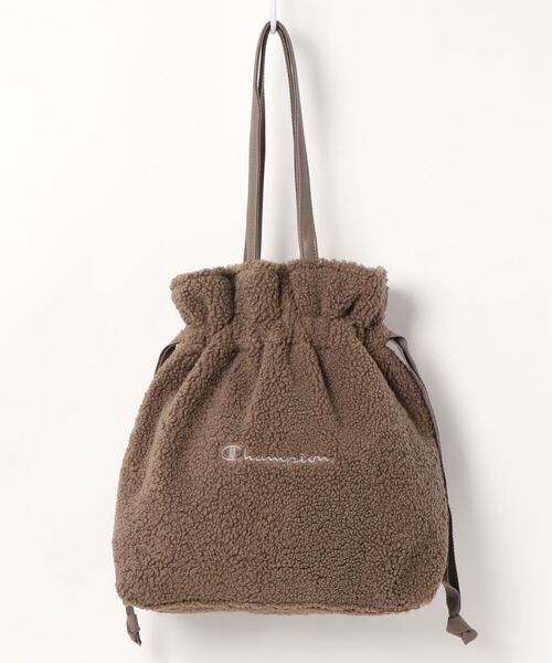 Champion(チャンピオン)の「Champion ダウニー モコモコ 巾着型トートバッグ 63194(トートバッグ・レディース・ベージュ/ピンク/ライトブラウン・FREE)」の2枚目の写真