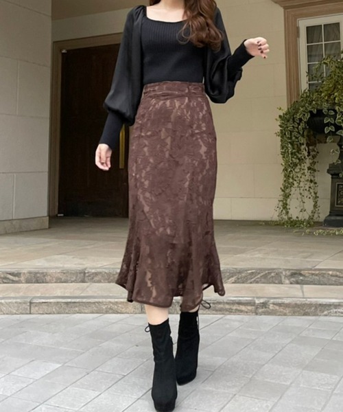 LIPSERVICE(リップサービス)の「ランダムヘムレースマーメイドスカート(スカート・レディース・ブラック/ブラウン/ライトベージュ・S/M)」の3枚目の写真