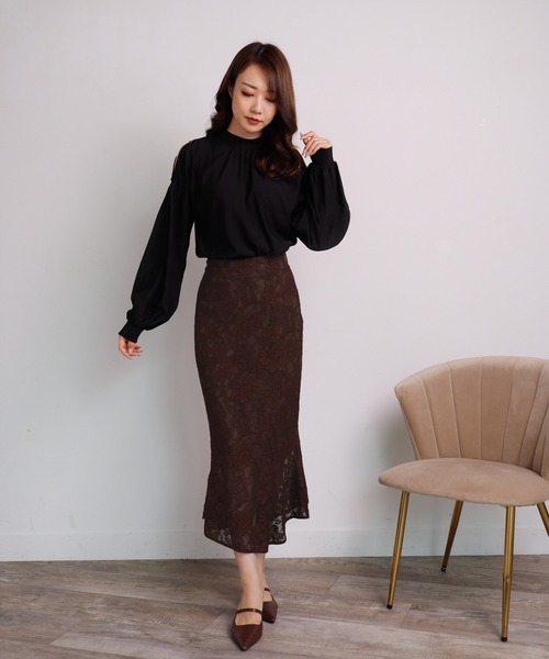 LIPSERVICE(リップサービス)の「ランダムヘムレースマーメイドスカート(スカート・レディース・ブラック/ブラウン/ライトベージュ・S/M)」の11枚目の写真