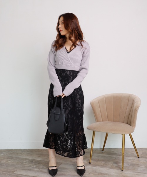 LIPSERVICE(リップサービス)の「ランダムヘムレースマーメイドスカート(スカート・レディース・ブラック/ブラウン/ライトベージュ・S/M)」の7枚目の写真