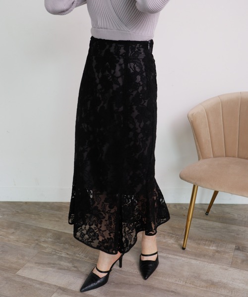 LIPSERVICE(リップサービス)の「ランダムヘムレースマーメイドスカート(スカート・レディース・ブラック/ブラウン/ライトベージュ・S/M)」の14枚目の写真