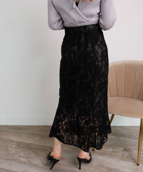 LIPSERVICE(リップサービス)の「ランダムヘムレースマーメイドスカート(スカート・レディース・ブラック/ブラウン/ライトベージュ・S/M)」の5枚目の写真
