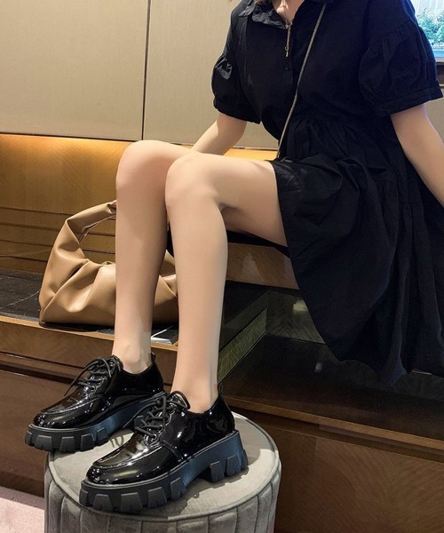 SVEC（シュベック）の「チャンキーソール ラウンドトゥ レースアップ オックスフォードシューズ（ドレスシューズ・レディース・ブラック/ブラック系その他・37/35/40/36/38/39）」の9枚目の写真