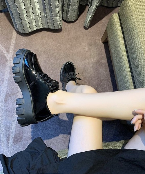 SVEC（シュベック）の「チャンキーソール ラウンドトゥ レースアップ オックスフォードシューズ（ドレスシューズ・レディース・ブラック/ブラック系その他・37/35/40/36/38/39）」の8枚目の写真