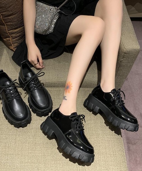 SVEC（シュベック）の「チャンキーソール ラウンドトゥ レースアップ オックスフォードシューズ（ドレスシューズ・レディース・ブラック/ブラック系その他・37/35/40/36/38/39）」の14枚目の写真