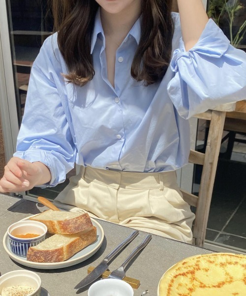 mood for a day（ムードフォーアデイ）の「ripple puff shirt / コットンパフシャツ（シャツ/ブラウス・レディース・ホワイト/ミント/ブルー・FREE）」の3枚目の写真