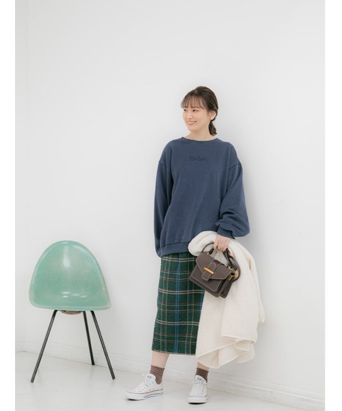 fifth calin(フィフスカラン)の「刺繍ロゴスウェット(Tシャツ/カットソー・レディース・ライトグレー/ネイビー・MEDIUM)」の12枚目の写真