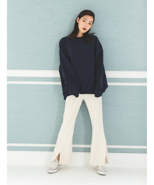 fifth calin(フィフスカラン)の「刺繍ロゴスウェット(Tシャツ/カットソー・レディース・ライトグレー/ネイビー・MEDIUM)」の13枚目の写真