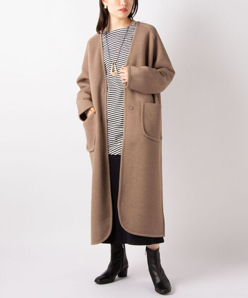 NOLLEY’S(ノーリーズ)の「◇【WEB限定】カノコダンボールコート(その他アウター・レディース・ベージュ/ダークブラウン・FREE)」の5枚目の写真