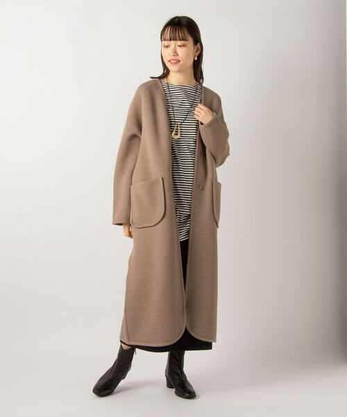 NOLLEY’S(ノーリーズ)の「◇【WEB限定】カノコダンボールコート(その他アウター・レディース・ベージュ/ダークブラウン・FREE)」の7枚目の写真