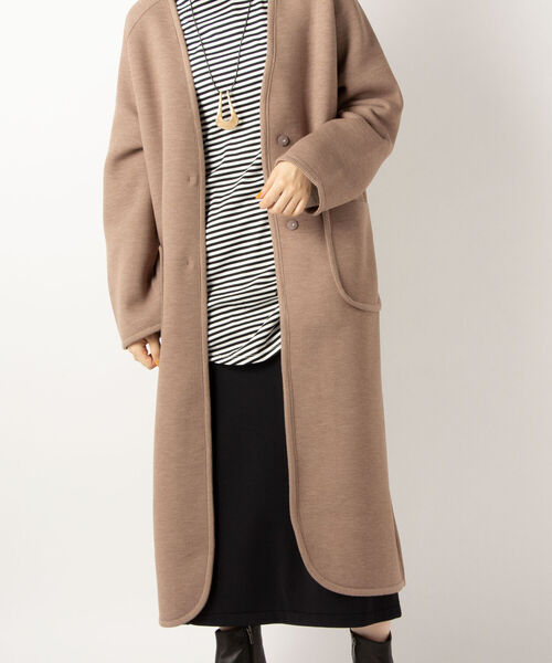 NOLLEY’S(ノーリーズ)の「◇【WEB限定】カノコダンボールコート(その他アウター・レディース・ベージュ/ダークブラウン・FREE)」の9枚目の写真