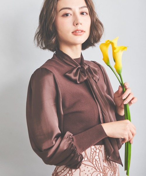 NOELA（ノエラ）の「サテンスリーブニット（ニット/セーター・レディース・オフホワイト/ブラウン/ピンク・フリー）」の3枚目の写真